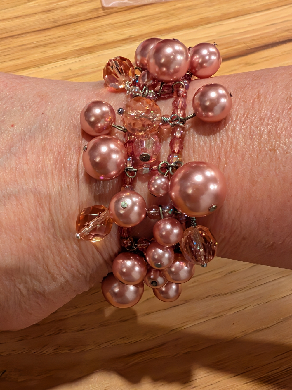 Pink Pearl Cluster Stretch Bracelet - Women Jewelry